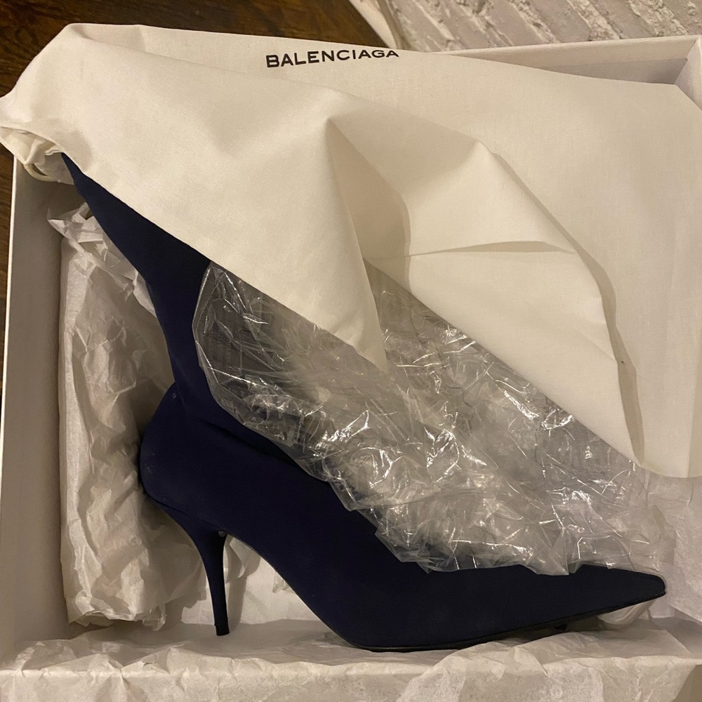 Navy balenciaga knife boot sz40